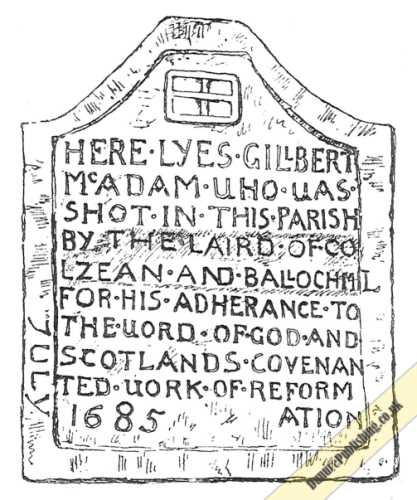 Drawing of tombstone to Gilbert McAdam